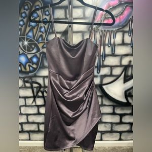 Gorgeous silk metallic silver/purple mini party dress